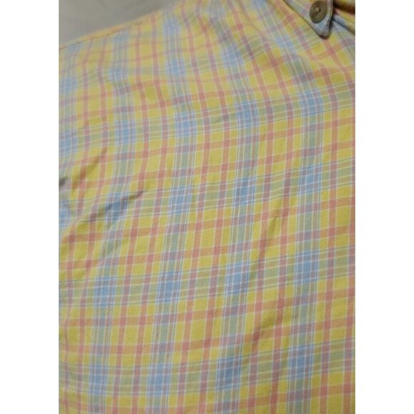Wrangler George Strait Cowboy Cut Mens Large Yellow Blue Red Plaid Western Shirt - Picture 3 of 12